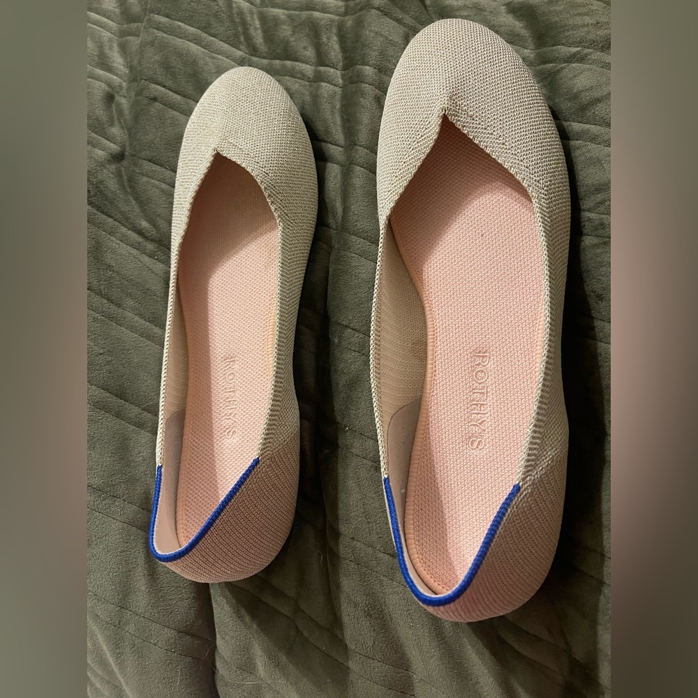 Rothy's Round Toe Light Gold Platinum Metallic Ballet Flats Women's Sz 13